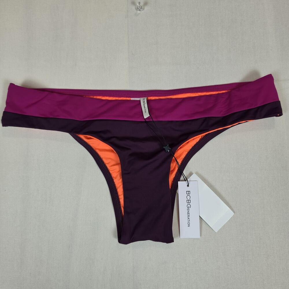 BCBG Generation Bikini Bottom Women's Size M Purple Pink Colorblock Swim Bottom
